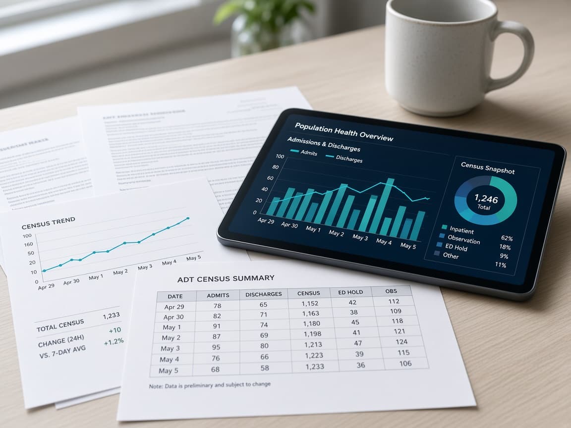 Clinic desk with records used in healthcare analytics