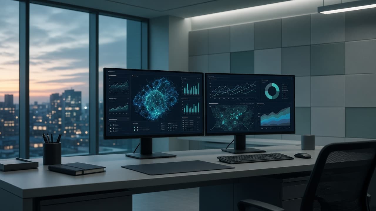 Operations room with clinical analytics on large monitors